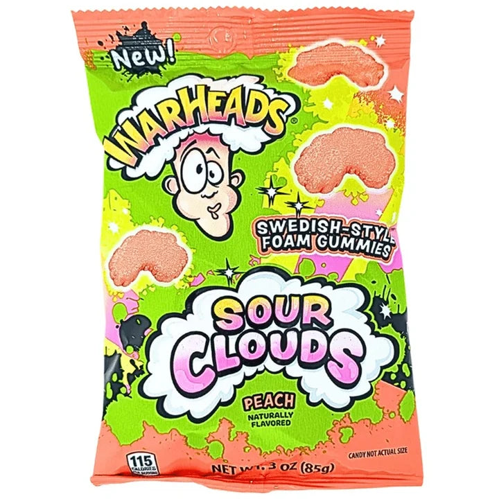 Warheads Sour Clouds Peach 3oz peg bag